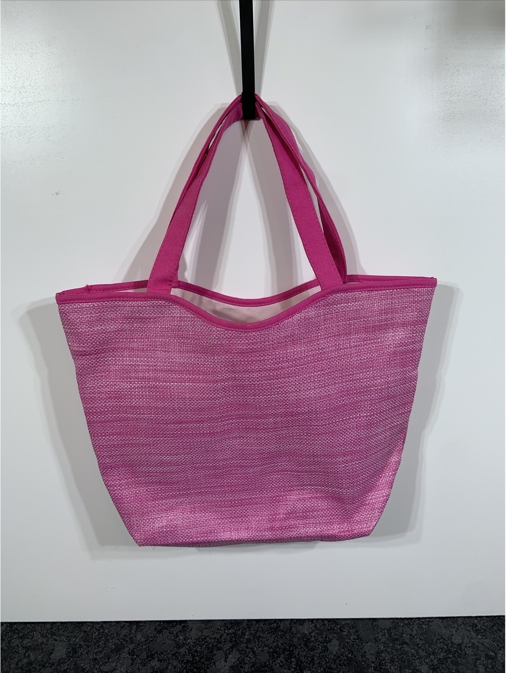 Lancome Tote Shopping Bag Summer Beach Pink Metro Double Strap 16" Wide